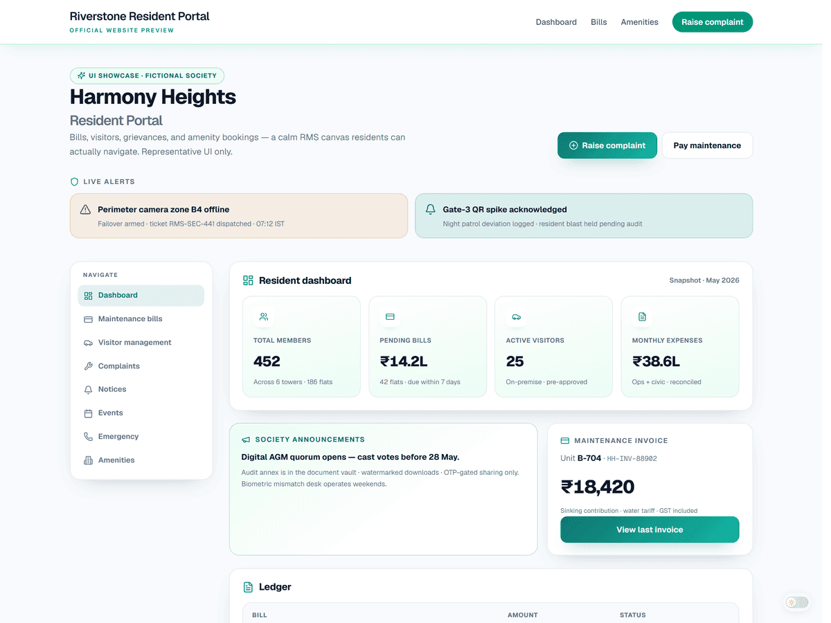 Society portal resident dashboard screenshot