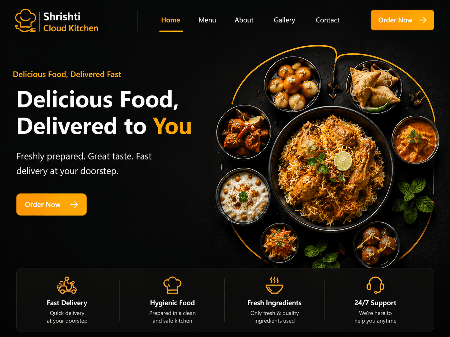 Shrishti Cloud Kitchen website preview