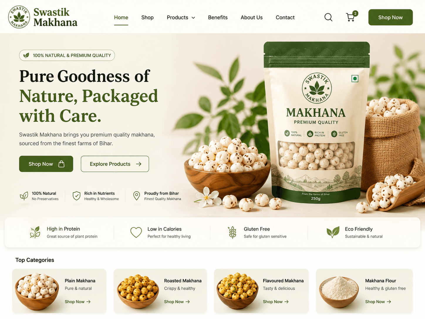 Swastik Makhana ecommerce storefront preview